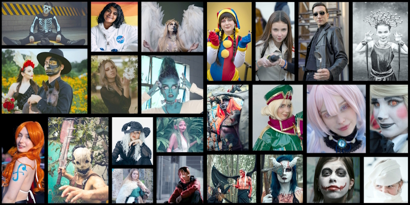 Collage de fotos de personas en cosplay