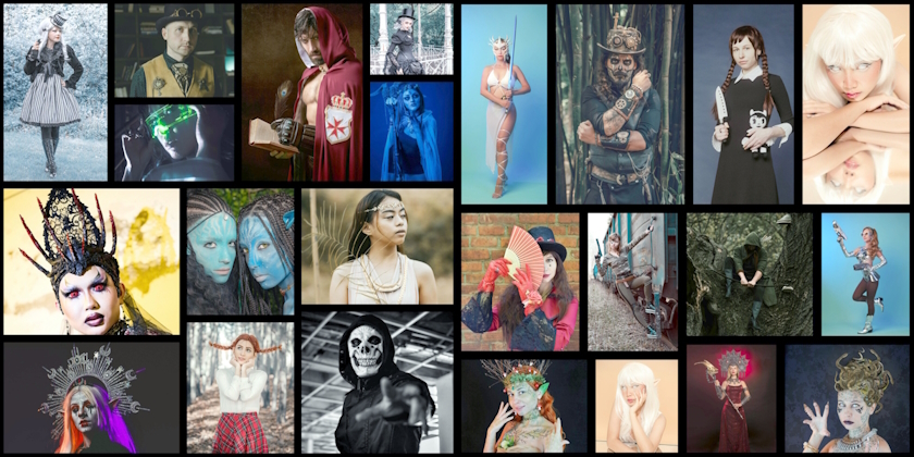 Collage de fotos de personas en cosplay